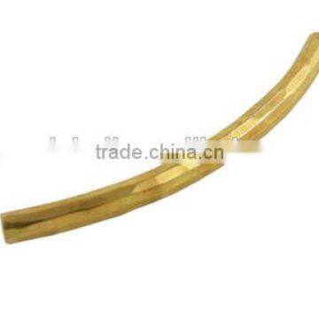 Gold Plating Brass Tube Curved Beads, about 3mm wide, 40mm long, hole: 2mm(EC376-G)