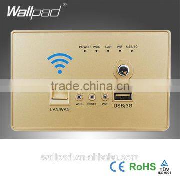 Best Sales Wallpad Gold AU US Standard 118mm*74mm Lan 3G WiFi WPS AP Router Repeater Phone USB Wireless US Wall Charger Socket