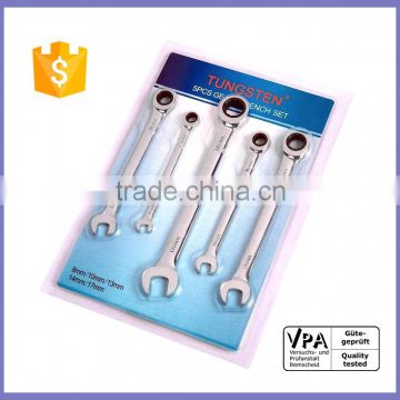 Excellent quality 5pieces gear ratchet wrench kit set in Blister pack