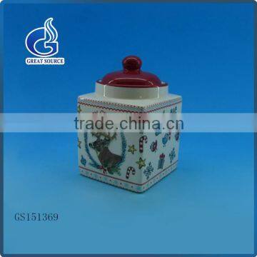 Christmas flower decal ceramic canisters sets for Food Kitchen Storage