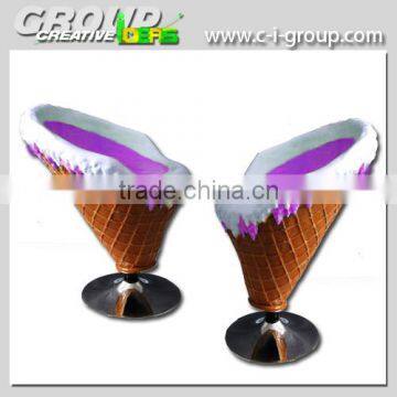 ice cream decoration shop Furniture Fiberglass Ice cream Cone Chair and Table for bar seat