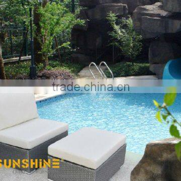 balcony synthetic rattan leisure single sofa with foot stool