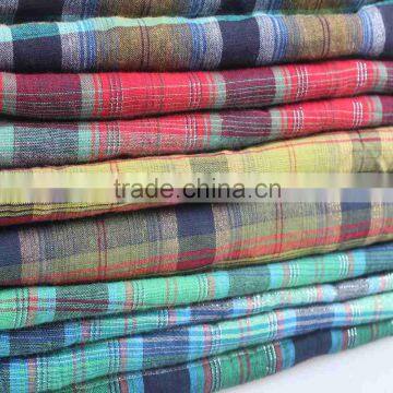 Cheap Twill Upholstery Fabric for Curtain Bag Cotton Check Shirt Fabric