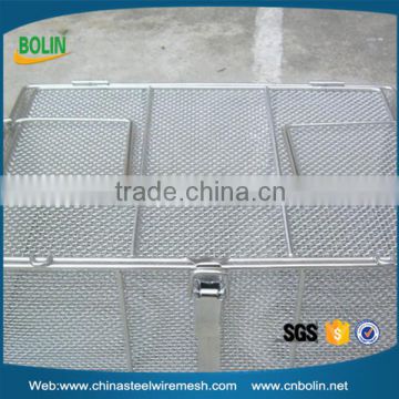 stainless steel metal 2-tank deep fryer wire mesh basket with cabinet (free sample)