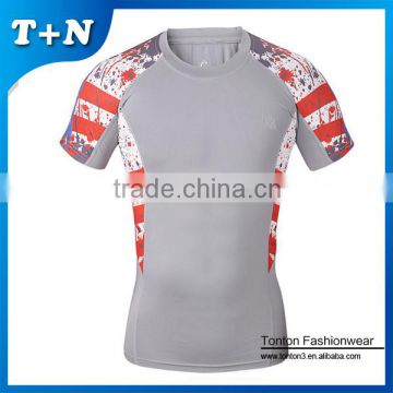 man fitness gym wear sports compression short sleeve jogging wear man