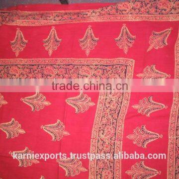 red color new elegant hand made hand block printed cotton bed sheet