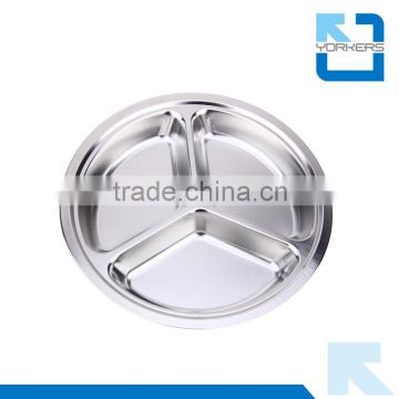 3 compartment stainless steel fast food round dish