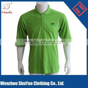 Fluorescent green O collar T-shirt with your logo, cotton polo shirt