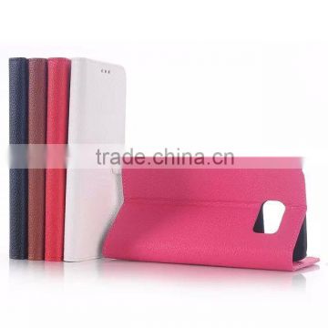 Soft tumble PU leather case with magnet, folio with card slots case for Samsung galaxy S6