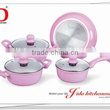 ALUMINUM CERAMIC COOKWARE SET WTIH TPR HANDLE