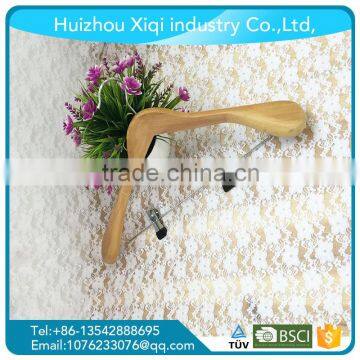 Wholesale Customized Natural Clolor Wooden Hanger for Wet Clothes or Pants With Copper Hook