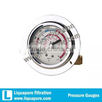 2.5" center mount oil filled pressure gauge with edge