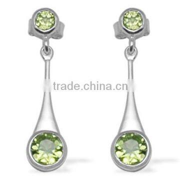Handmade Peridot Gemstone Silver Earrings, Supplier of 925 Sterling Silver Earrings