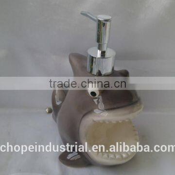 ceramic shark lotion pump/soap dispenser with scrubby sponge holder