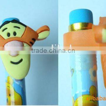 cartoon series funny tiger shape pvc pencil topper