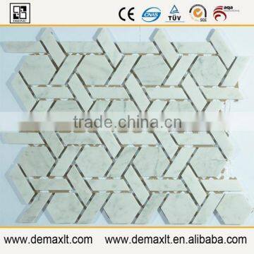 Best price Italian calacatta tile marble mosaic, waterjet flower pattern marble mosaic, white mosaic tile