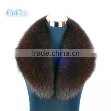 Big Shawl Collar Coffee Fox Fur Shawl Collar for Ladies Coat