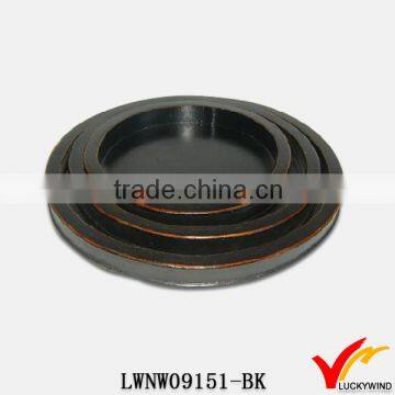 lacquer round black paint tray wood