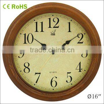 flower dial quartz analog type decorative round wooden wall clock antique wall clock