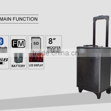 8inch Promotion Portable Trolley Speakers With Bluetooth ,wireless MIC ,USB/SD/FM/Remote photo-2