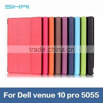 Factory Price 3 folded Crazy Horse PU Leather Magnet stand holder case cover for Dell Venue 10 pro 5055 tablet cover case