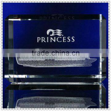 Wholesale 3D Laser Engraved Crystal Block With Boat Model