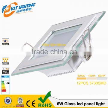 Glass Square LED Panel Light SMD 5730 6W 12W 16W 24W glass led panel light