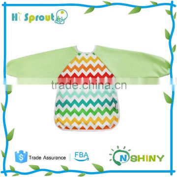 Rainbow Green and Waterproof Sleeved Bib with Pocket