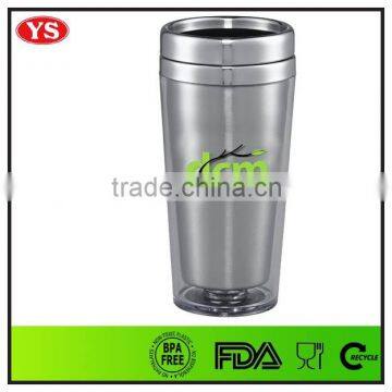 16 oz Plastic and Stainless Steel Coffee Mug Tumbler With Screw Lid photo-3