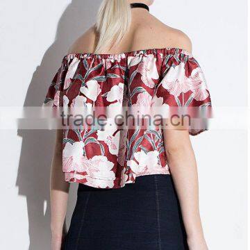 Women's Flower Print Short Sleeve Fashion Top T-shirt Blouses photo-4