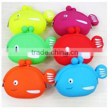 Fashionable fish shape silicone coin purse silicone jelly coin purse