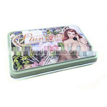 Small cosmetic boxes for sale rectangular hinged samll metal tin boxes