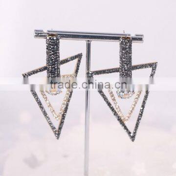 Double Triangle Stud Earrings, Crystal Gold Earrings Designs For Girls