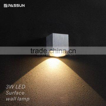 simple design aluminum 3w led surface wall light