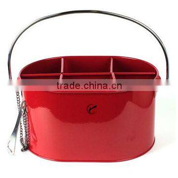 Removable Six-pack Divider Bottle Opener Red Metal Ice Bucket