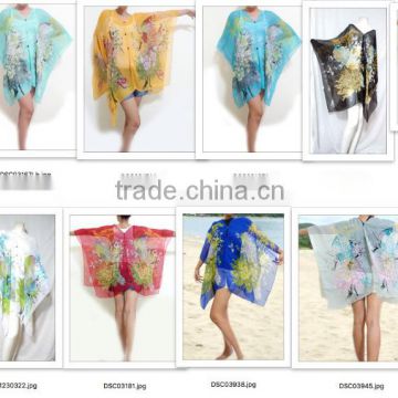 Boho CHIFFON butterfly kimono kaftan shirt pareo shawl scarf beach cover up chic buttons garden peacock