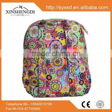 Top quality cotton fancy quilted textile printing travel arte backpack