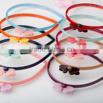 Cheap wholesale little girls hair accessories cute kids hair hoop plastic butterfly shape headband