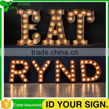 New Arrival Battery Power Metal Letters With Light Bulbs