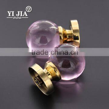 Zinc Alloy Pink Round Glass Pull Knob Door Lock photo-3