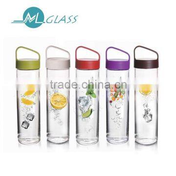 350ml high borosilicate glass water bottle with plastic lid N6241