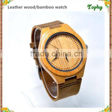 Bamboo wood watch leather with custom logo