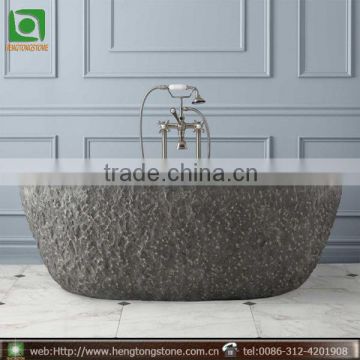 black solid stone bathtub