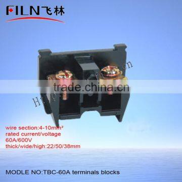 60A 600v Black 2 screw pin terminal block connector TBC-60A