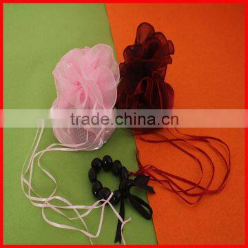 Round Jewelry Pouch Colored Mesh Organza Drawstring Bag