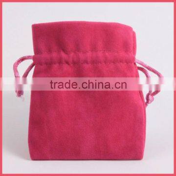 Colorful plain pink jewelry velvet drawstring bag wholesale