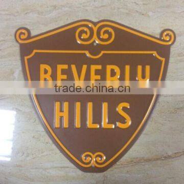 custom shield shape emboosed metal aluminum sign