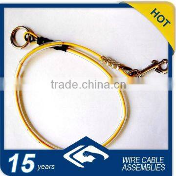 yellow coated cable with transparent PVC tube