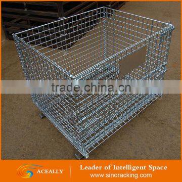 Aceally Collapsible Rigid Wire Cage Pallet/Stackable Pallet Cages