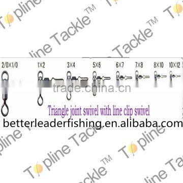 Fishing triangle joint swivel with line clip swivel